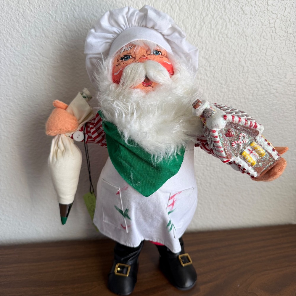 Annalee Dolls Santa Claus Chef Gingerbread House Christmas Decor 12" Vintage
